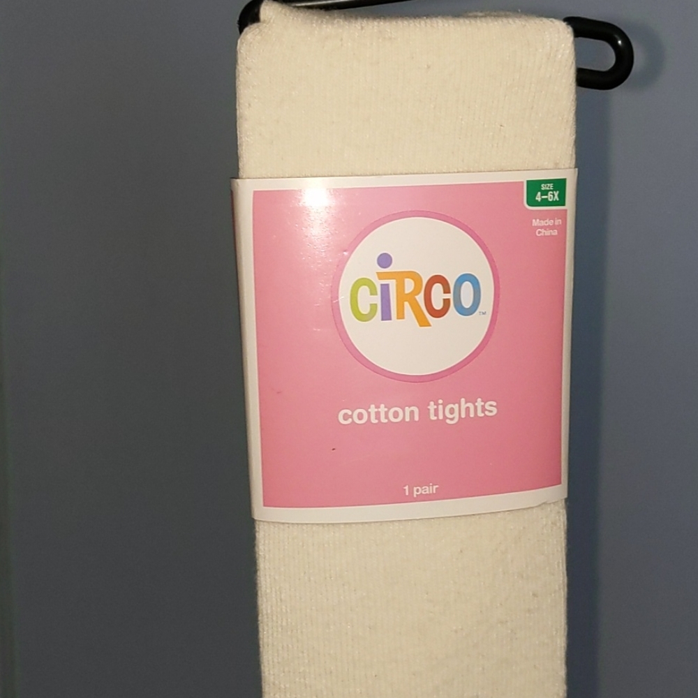 circo ivory cotton tights size girls 4-6x NWT